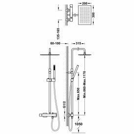 Душова стійка для душу Tres Cuadro-Tres з одноважільним змішувачем хром 00719702