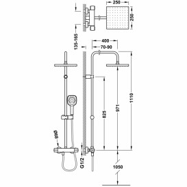 Душевая стойка для душа Tres Flat-Tres с термостатом хром 20438708