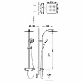 Душевая стойка для душа Tres Flat-Tres с термостатом хром 20438503