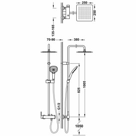 Душова стійка для душу Tres Lex-Tres з одноважільний змішувач хром 08119302