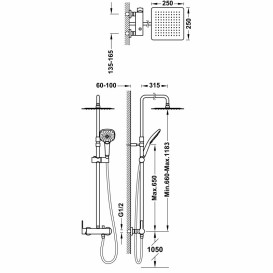Душова стійка для душу Tres Lex-Tres з одноважільний змішувач хром  08119704