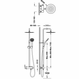 Душова стійка для душу Tres Lex-Tres з одноважільний змішувач хром 08119703