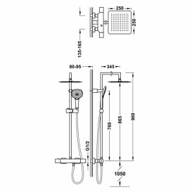 Душевая стойка для душа Tres с термостатом хром 20019502
