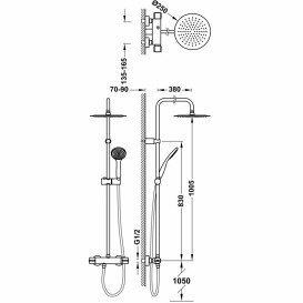 Душова стійка для душу Tres з термостатом хром 20438712