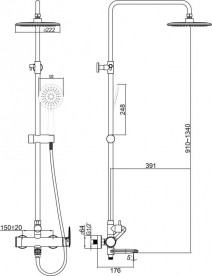 Душевая стойка для ванной Devit Hotel Line с изливом и однорычажным смесителем латунь/пластик хром 3360SP