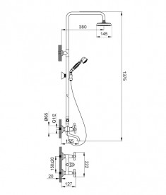 Душевая стойка для ванной Devit Retro с изливом и смесителем латунь бронза 37008127SPB