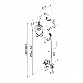 Душевая стойка для ванной GRB Clasica с изливом и термостатом состаренная латунь 129199