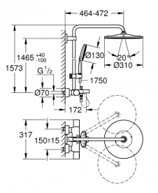 Душевая стойка для ванны Grohe Rainshower Smartactive 310 с термостатом хром 26657000