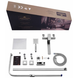 Душевая стойка для ванны Kroner KRP Edelstahl Kubus-ESG067 со смесителем и душевым гарнитуром нержавеющая сталь CV035451