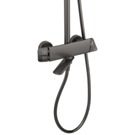 Душова стійка для ванни Kroner KRP Makon-GRP063T зі змішувачем та душовим гарнітуром графіт CV033859