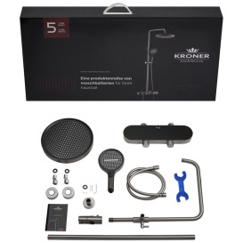 Душова стійка для ванни Kroner KRP Makon-GRP0637 із змішувачем та душовим гарнітуром графіт CV035369