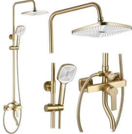 Душова стійка для ванни Rea Argus із змішувачем матове золото REA-P7841