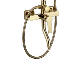 Душова стійка для ванни Rea Argus із змішувачем золото REA-P7840