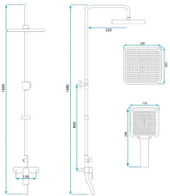 Душевая стойка для ванны Rea Argus со смесителем черный REA-P2389