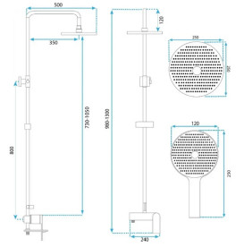 Душевая стойка для ванны Rea Avalon со смесителем графит REA-P2401