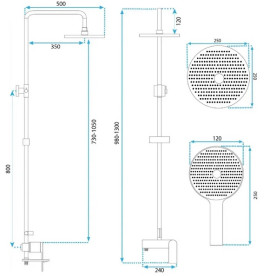 Душевая стойка для ванны Rea Avalon со смесителем матовое золото REA-P2400