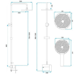 Душова стійка для ванни Rea Avalon із змішувачем чорний REA-P8811