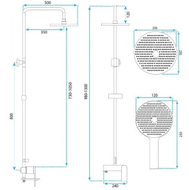 Душевая стойка для ванны Rea Avalon со смесителем золото REA-P8812