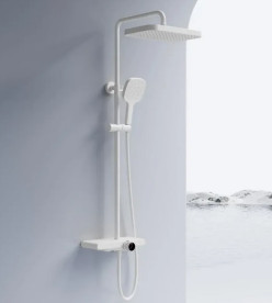 Душова стійка для ванни Rea Bari із змішувачем білий матовий REA-P0895