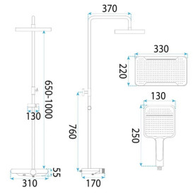 Душова стійка для ванни Rea Bari зі змішувачем графіт REA-P0890