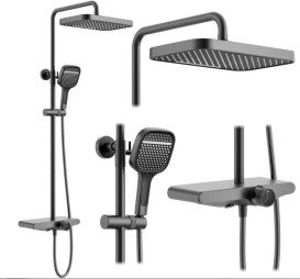 Душова стійка для ванни Rea Bari зі змішувачем графіт REA-P0890