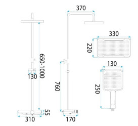 Душевая стойка для ванны Rea Bari со смесителем черный REA-P0891