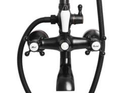 Душевая стойка для ванны Rea Bergamo со смесителем черный REA-P5001