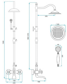 Душевая стойка для ванны Rea Bergamo со смесителем черный REA-P5001