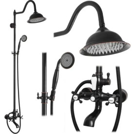 Душевая стойка для ванны Rea Bergamo со смесителем черный REA-P5001