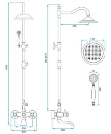 Душевая стойка для ванны Rea Bergamo со смесителем бронза REA-P5002