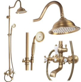 Душевая стойка для ванны Rea Bergamo со смесителем бронза REA-P5002