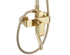 Душевая стойка для ванны Rea Bloom со смесителем золото REA-P9528