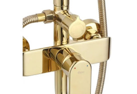 Душевая стойка для ванны Rea Bloom со смесителем золото REA-P9528