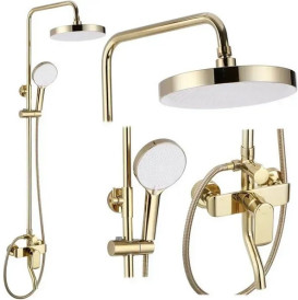 Душевая стойка для ванны Rea Bloom со смесителем золото REA-P9528