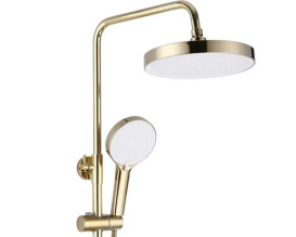 Душевая стойка для ванны Rea Bloom со смесителем золото/белый REA-P9529