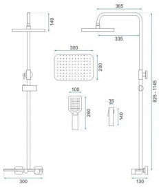 Душевая стойка для ванны Rea Helix со смесителем матовое золото REA-P6621