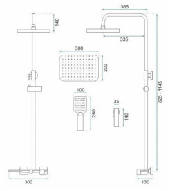 Душова стійка для ванни Rea Helix із змішувачем золото REA-P6619