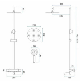 Душевая стойка для ванны Rea Lungo с термостатом хром REA-P6607