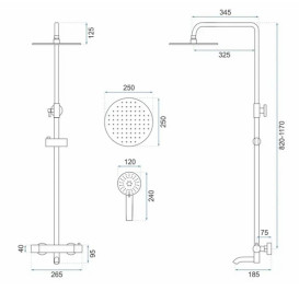 Душевая стойка для ванны Rea Lungo с термостатом розовое золото REA-P6606