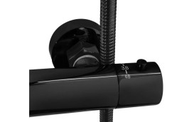 Душевая стойка для ванны Rea Lungo с термостатом черный глянцевый REA-P8763