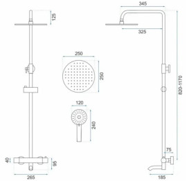 Душевая стойка для ванны Rea Lungo с термостатом черный глянцевый REA-P8763