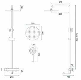 Душевая стойка для ванны Rea Lungo с термостатом матовая медь REA-P8807