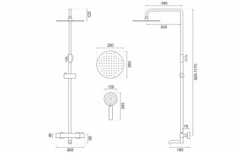 Душевая стойка для ванны Rea Lungo с термостатом черный REA-P4113