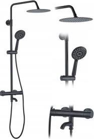 Душевая стойка для ванны Rea Lungo с термостатом черный REA-P4113