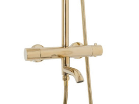 Душевая стойка для ванны Rea Lungo с термостатом золото REA-P4114