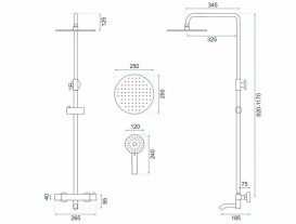 Душевая стойка для ванны Rea Lungo с термостатом золото REA-P4114