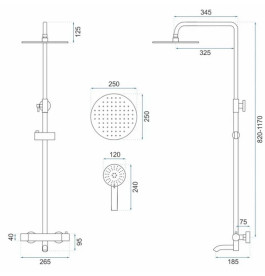 Душова стійка для ванни Rea Lungo з термостатом білий REA-P6608