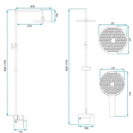 Душевая стойка для ванны Rea Marco со смесителем черный REA-P8545