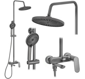 Душова стійка для ванни Rea Marco зі змішувачем графіт REA-P5600