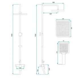 Душевая стойка для ванны Rea Maximus со смесителем черный REA-P2412